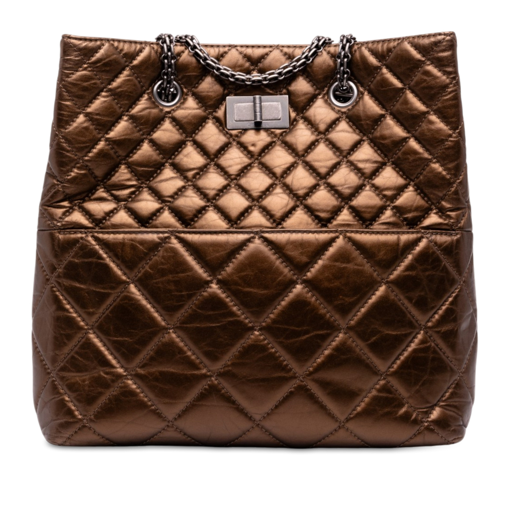 Pre-Loved Chanel Quilted Metallic Aged Calfskin Reissue 2.55 Tote